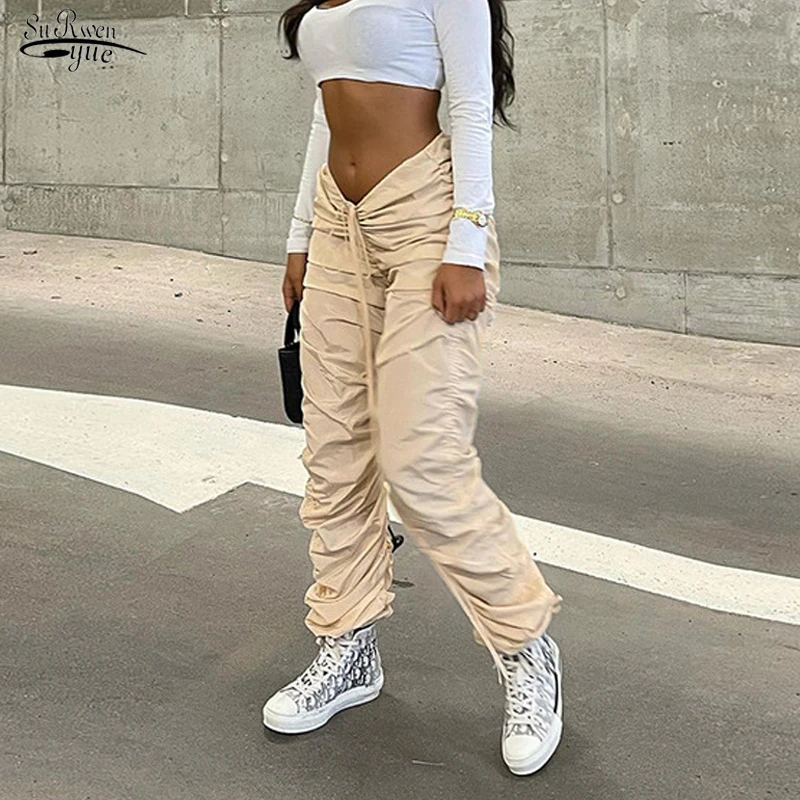 

Spring Autumn Harajuku Women Bottoms Pants New INS Women's Fashion Elastic Waist Pants Casual Long Pants Women Trousers 20303