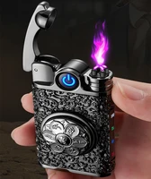 digital display power touch sensing double arc charging windproof lighter cigarette accessories mens gifts cool gadgets