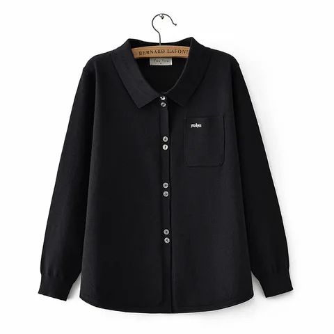 Женский вязаный кардиган с отложным воротником, повседневный свободный джемпер большого размера с вышивкой и карманами, модель 2024 на осень и зиму, 4045