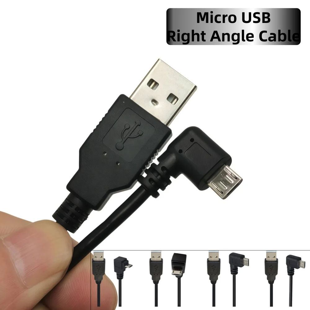 Фото Кабель для быстрой зарядки Micro USB с угловым разъемом 90 градусов V8 для мобильных телефонов Samsung, Xiaomi, Android, быстрый зарядный кабель 0.25м, 1.5м №1