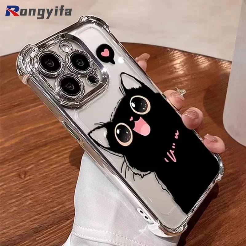 Для Vivo Y21 Y21s Y21a Y21T Y21E Y33s Y33T Y32 Y19 Y03 Y36T Y28s Y17s Y28 Y56 Y16 Чехол для телефона Черный кот с