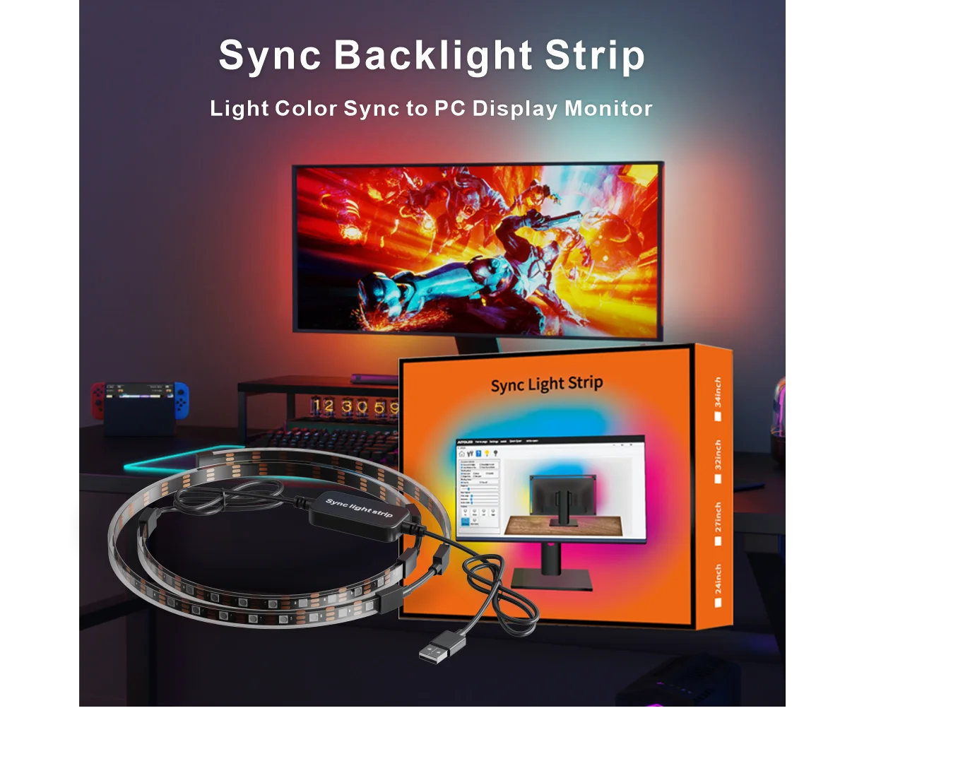 Светодиодные ленты RGBIC для ПК подсветка компьютера USB 5 В постоянного тока с