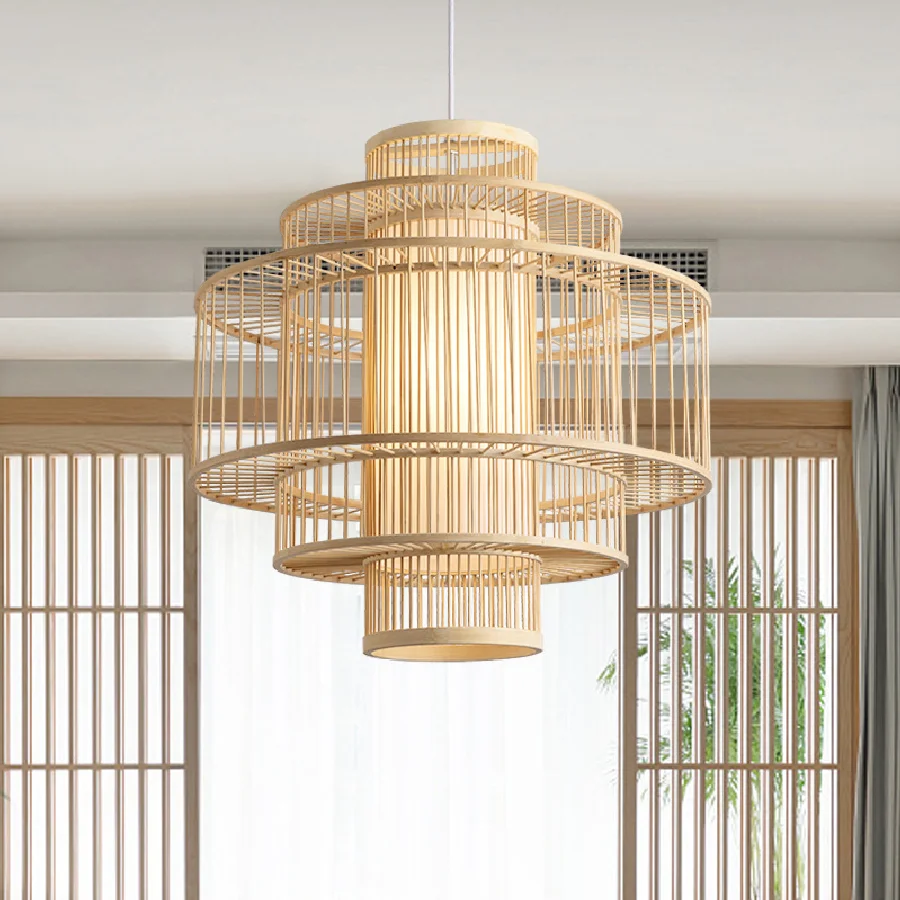 

Art hand woven bamboo ceiling chandelier, home, garden, restaurant, study, bedroom ceiling lamp decoration lamps