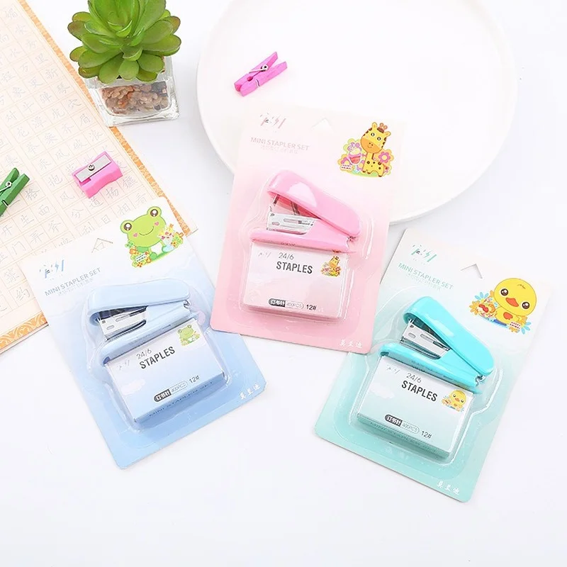 

Mini Morandi Color Metal Stapler Set With Staples Binding Tools Stationery Office School Student Supplies