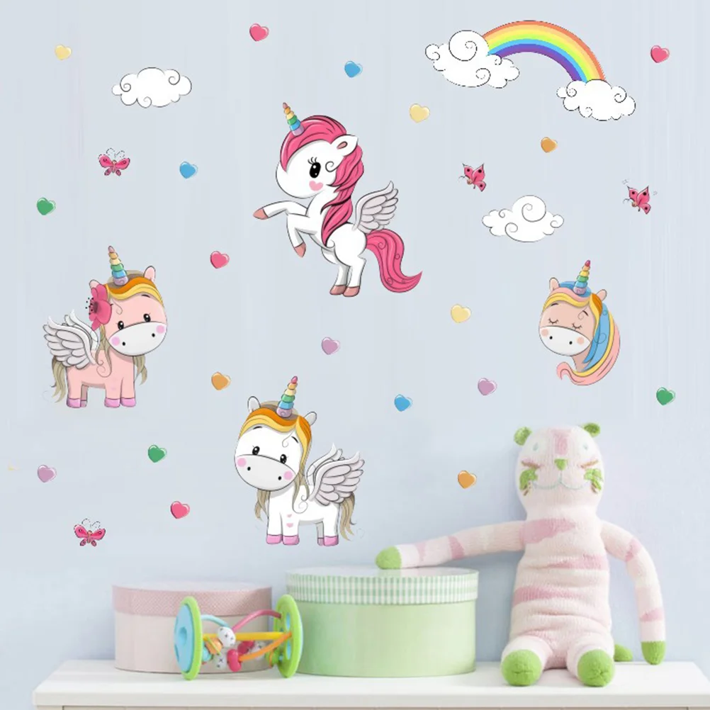 Обои для детской комнаты декоративная наклейка Радуга милый детский единорог на