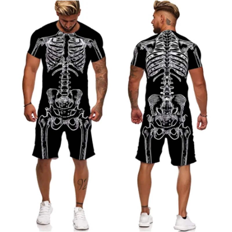 

Fashion Summer Men's 3d T-shirt + Shorts 2-piece Suit Street Trend Short Sleeve Shorts Hip-hop Style Man Casual Tracksuit Set