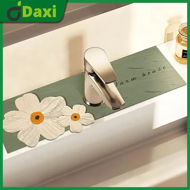 

Good Water Absorption Drain Pad Convenient High Value Sink Mat Pu Rubber Soft Rubber Faucet Absorbent Mat Safe Materials 6.35cm