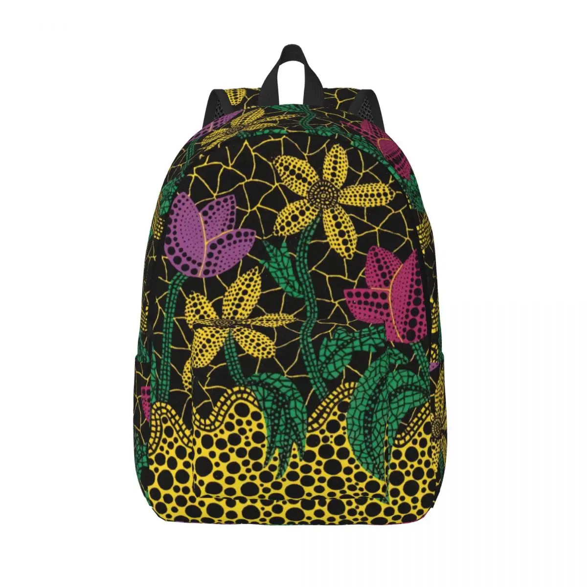 

Индивидуальные холщовые рюкзаки Yayoi Kusama для мужчин и женщин, модная сумка для книг для школы и колледжа, Цветные Цветочные корзинные сумки
