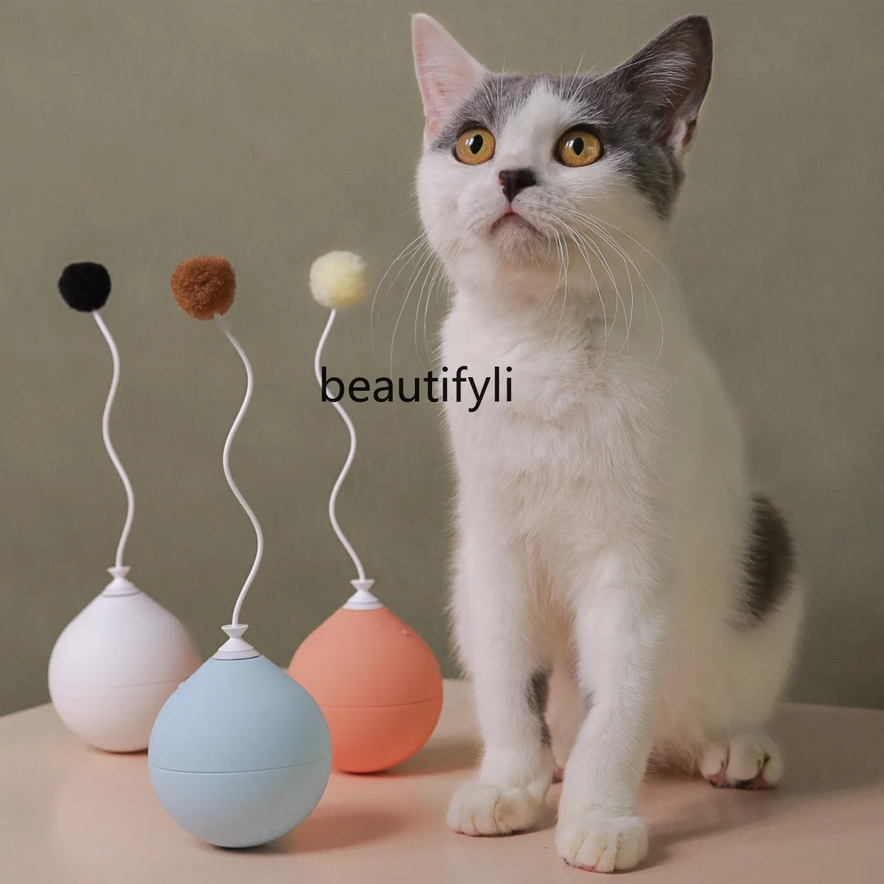 

zqCat Teaser Electric Cat Toy Tumbler Automatic Cat Teaser Interactive Toy