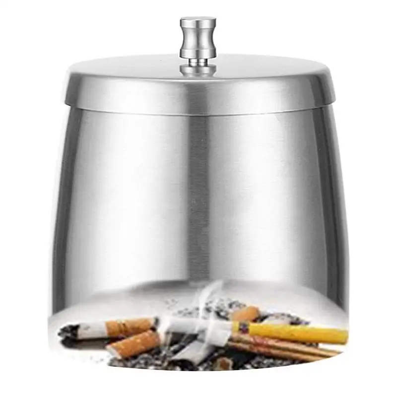 

Stainless Steel Ashtray With Lid Cylinder Smoking Ash Trays Ashtray Cigarettes Holder Smoking Accessories For Men And Women