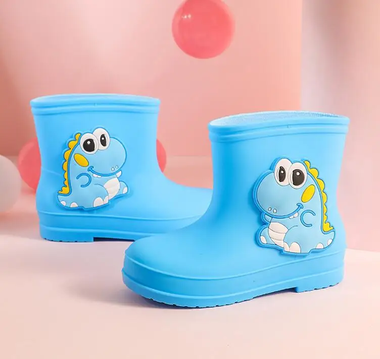 Детские Нескользящие резиновые сапоги теплые водонепроницаемые без застежки