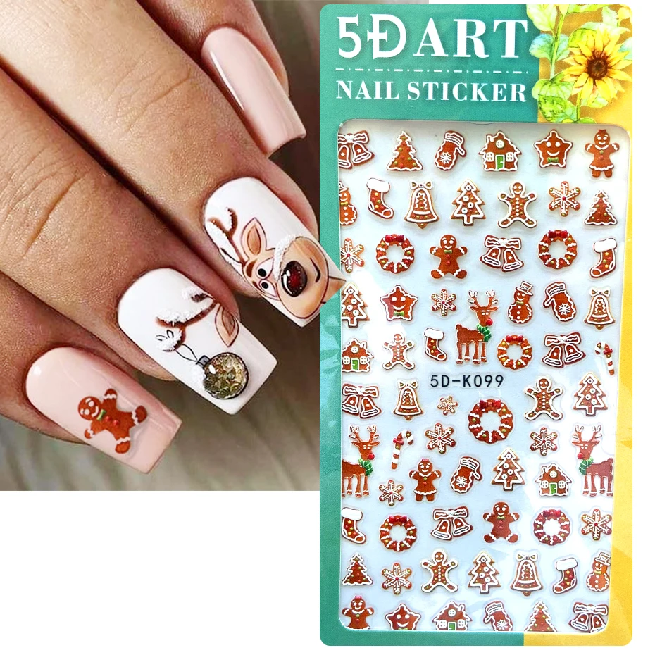 

Наклейки для ногтей 5D, олень в снегу, выгравированное зеленое сердце, мультяшный Шарм, весенний дизайн, слайдер, искусство для маникюра