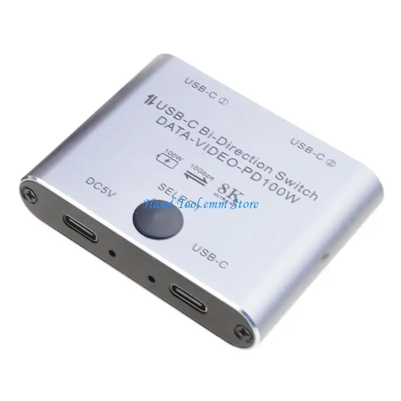 Фото H37F Двунаправленный коммутатор USB C 8K для 2 компьютеров с быстрой зарядкой 100 Вт, передача данных 10 Гбит/с, идеально для на №5