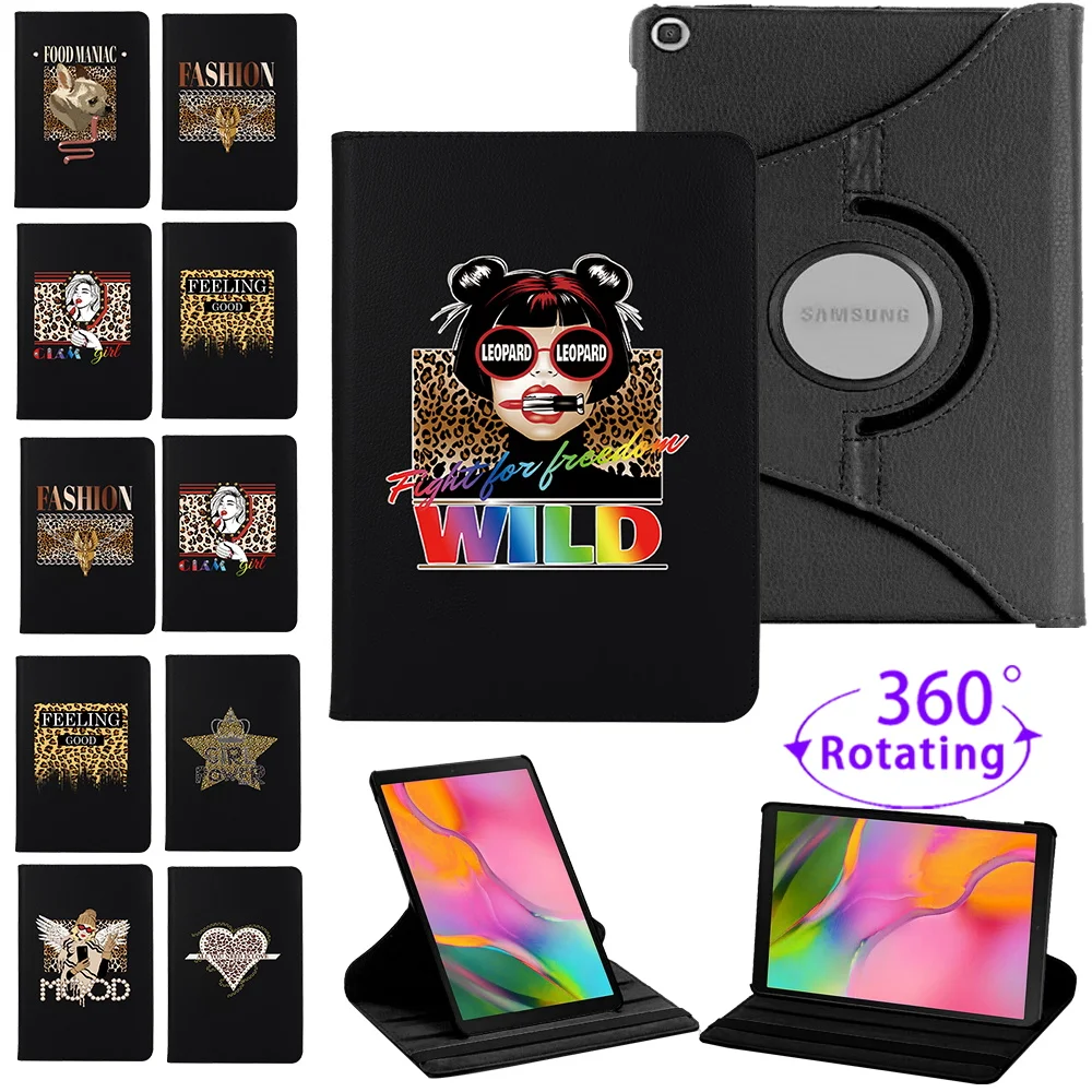 

360 Rotating Tablet Case for Samsung Galaxy Tab A8 10.5/Tab A7 10.4/Tab A 10.1/Tab S6 Lite 10.4 Leopard Print Shell Protective
