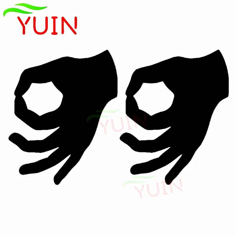 

YUIN 2 Packs You Look Peeping Hand Car Stickers Fashion Car Window Decoration PVC Waterproof Decals Black/white/red/laser/silver
