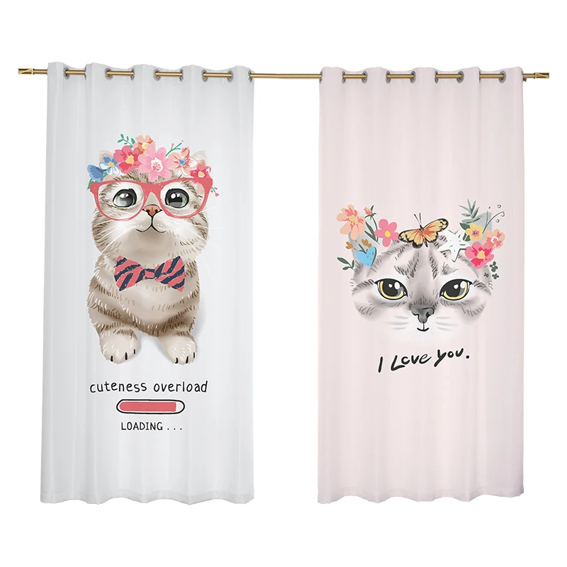 Custom Home Living Room Shading Decorative Curtain Textile Decoration Bedroom Curtains Cat Pattern 3D Digital Printing |