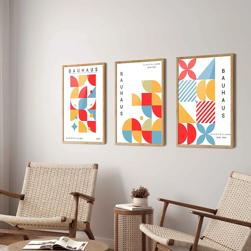 Постер Bauhaus розового/синего/коричневого/Красного зеленого цвета Современная