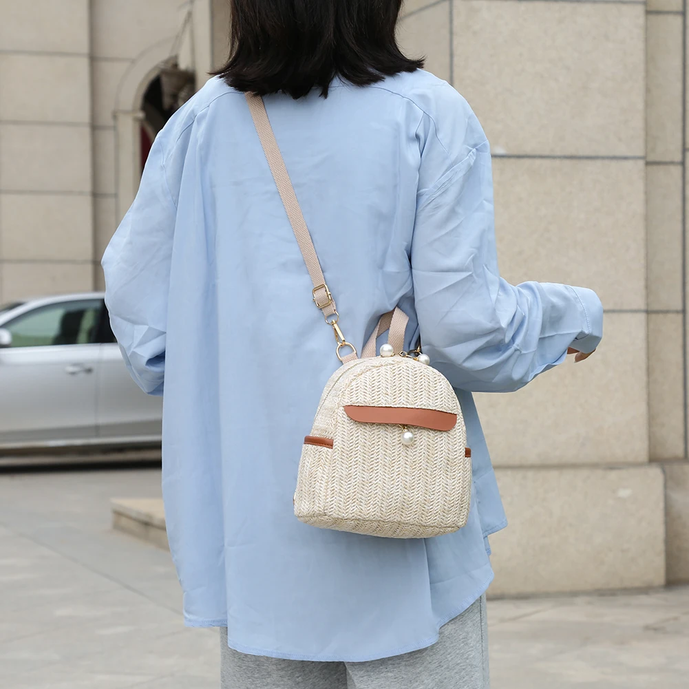 

Пляжный праздничный рюкзак, дорожные сумки, повседневные плетеные соломенные сумки на плечо для мальчиков и женщин, школьный миниатюрный п...