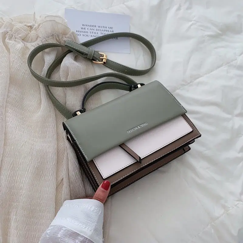 Autumn and Winter Fashion New Small Square Bag Shoulder Bag Simple PU Material Sweet Messenger Bag