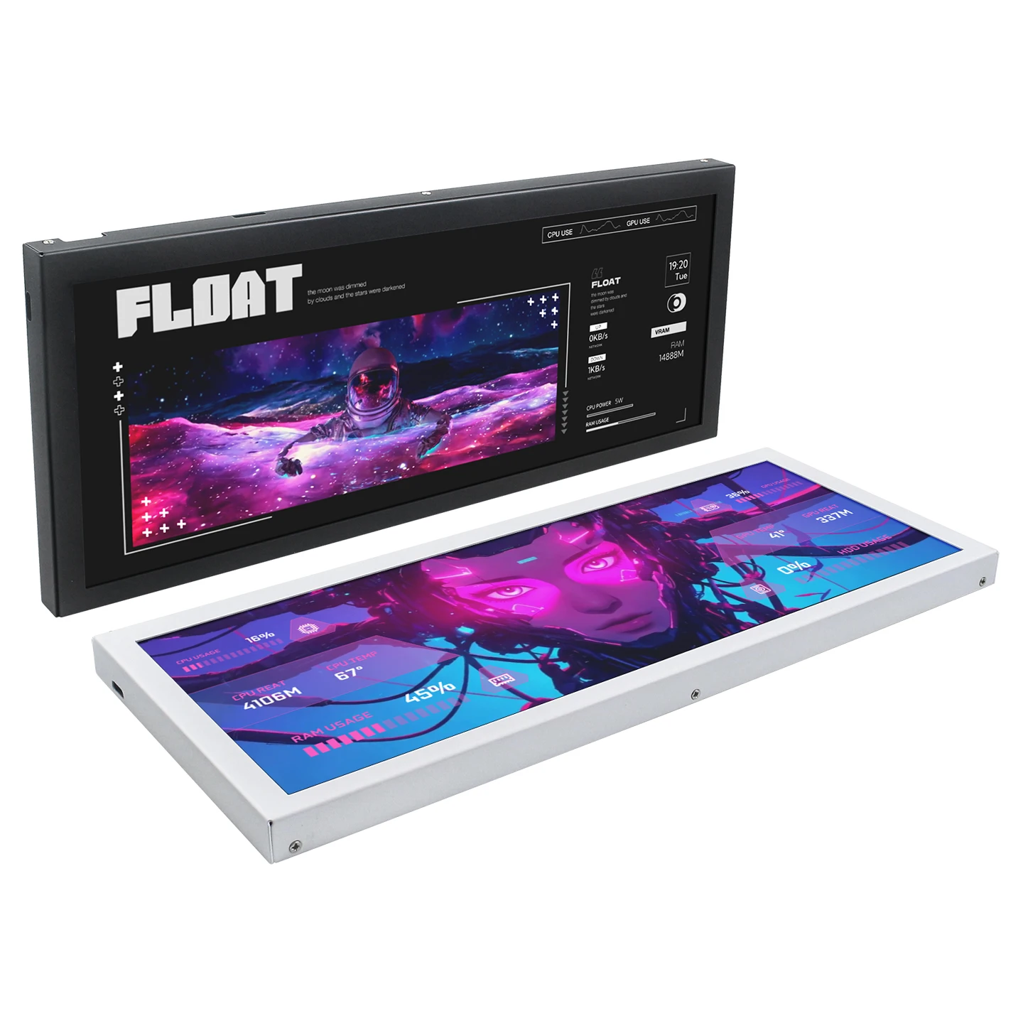 Фото TURZX 12.3-дюймовый IPS-дополнительный экран 1920x720 USB Type-C, умный дисплей, расширенный экран для процессора, графического процессора, оперативной памяти, монитор для компьютера с Windows. №4
