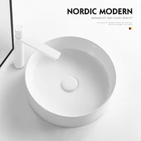 nordic round ceramic basin above counter basin round wash basin 3 color matte black green white ceramic basin for small bathroom