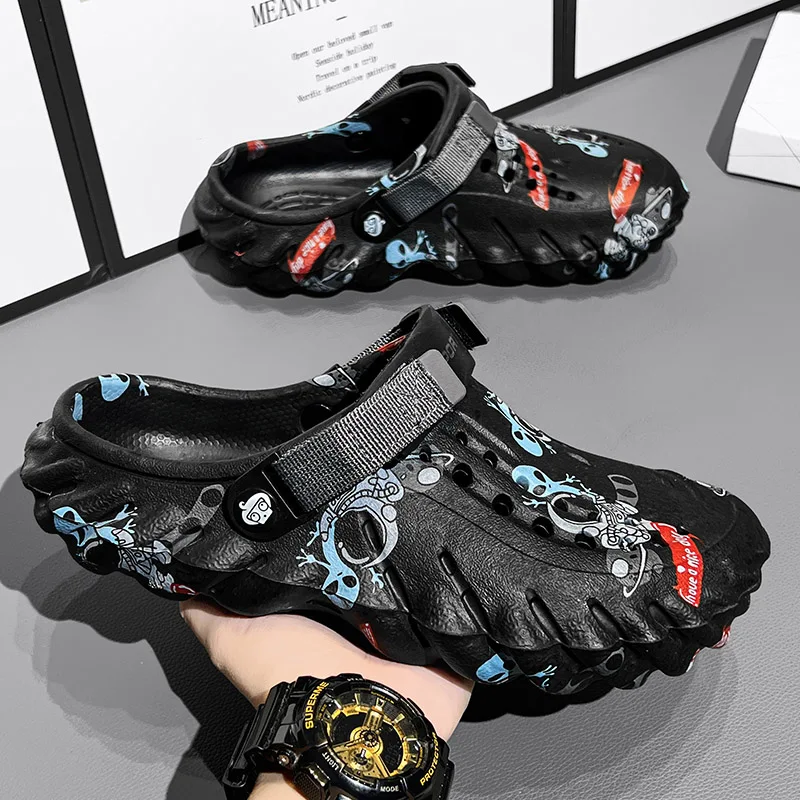 Мужские летние босоножки на плоской подошве мужские уличные садовые тапки