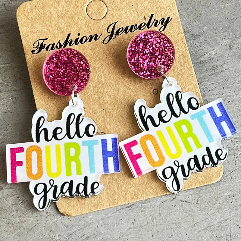 New Creative Colorful Simple English Acrylic Shining Earrings Fashion Personalized Women Charm Jewelry Interesting Gift