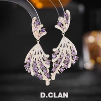 d clan fish tail butterfly color zircon stud earrings ear drops fashion jewelry dress cloth accessories party gift for women