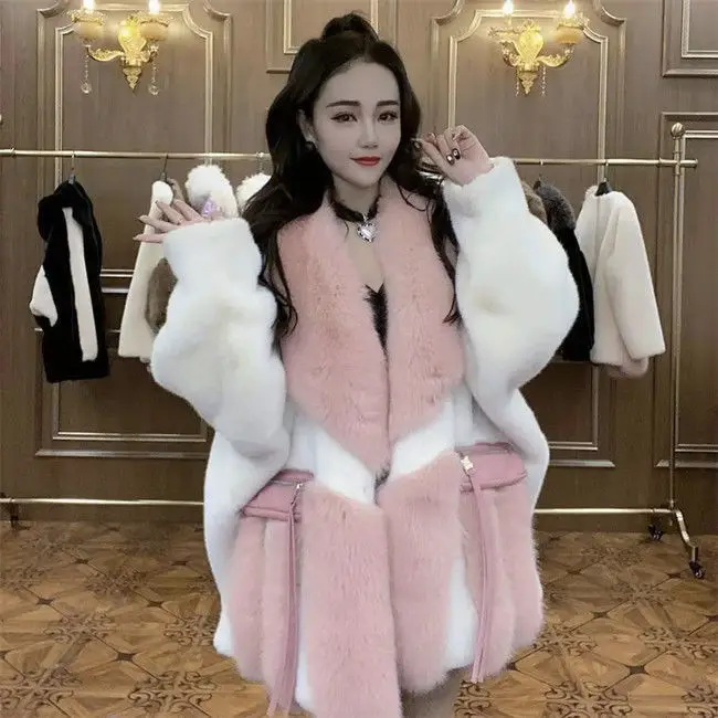 Winter Coat Women 2022 New Fashion High-End Toka Fur Coat Loose Slimming Warm Long Sleeve Temperament Faux Fur Jacket All-match