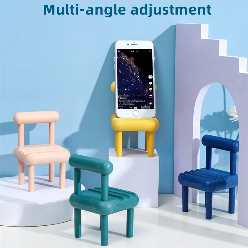 

Mini Chair Mobile Phone Holder CellPhone Stand Adjustable For iPhone Xiaomi Huawei Samsung 4 Color Cute Colorful Bracket Desktop