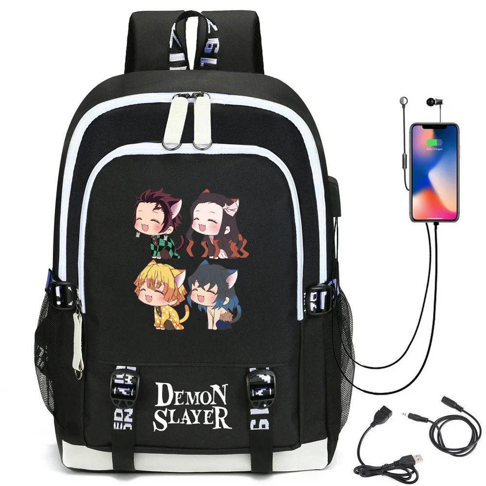 

Demon Slayer Nezuko Backpack Cute Tanjirou Backpack with USB Charging Port Cosplay Bookbag for Boys Girls Gift School Mochila