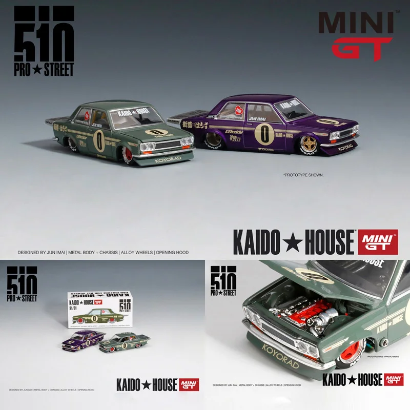 1:64 Mini Gt Kaido House Pro Street Datsun 510 Alloy Diorama Car Model Miniature Collection Cars Toys for children