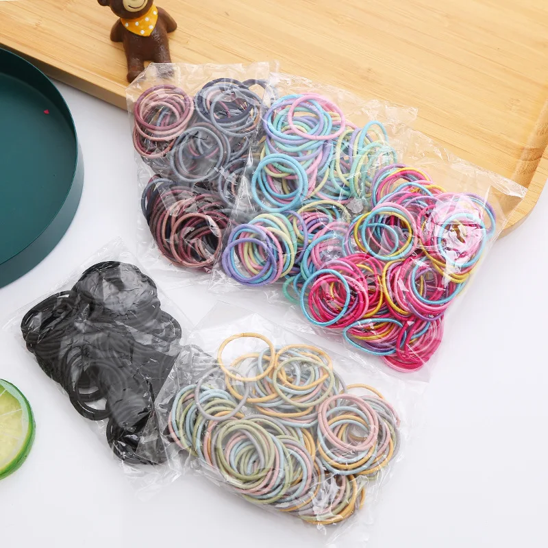 

100pcs/lot 3CM Hair Accessories Girls Rubber bands Scrunchy Elastic Hair Bands kids baby Headband decorations ties Gum for hair
