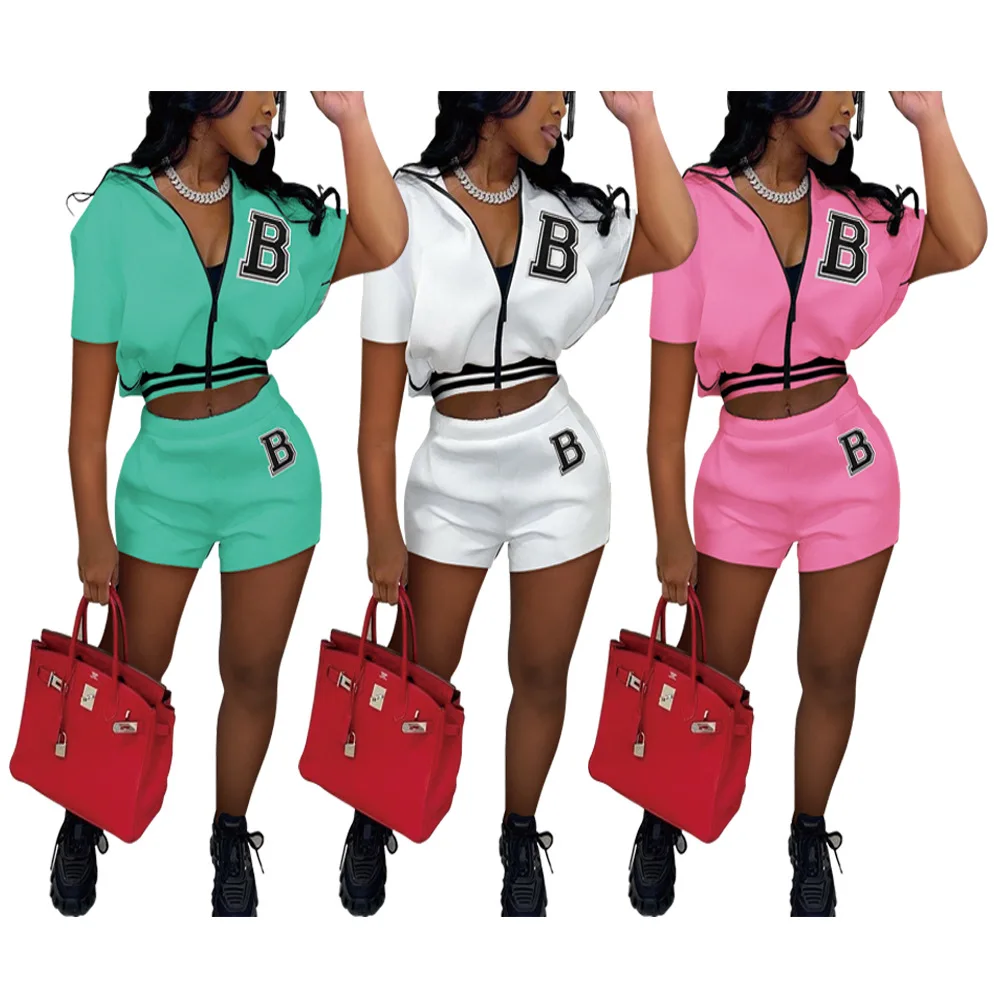 

New Casual Shorts Tracksuit Women Two Piece Set Summer 2022 Womens Fashion Letter Print T-Shirt Suit Explosive Sports Suit Women