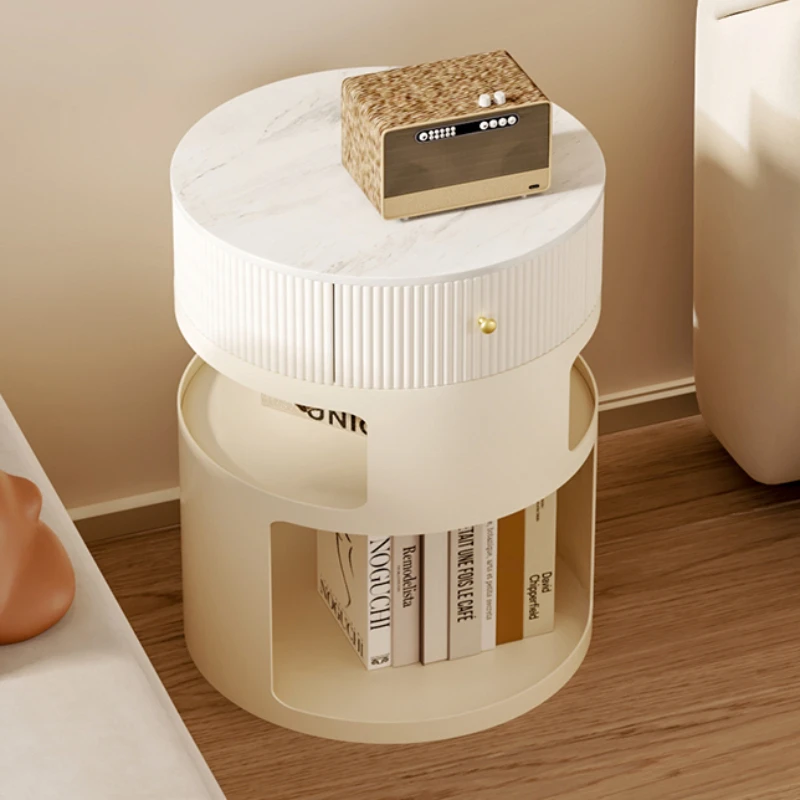 Дизайнерские круглые тумбочки белая скандинавская консоль для хранения