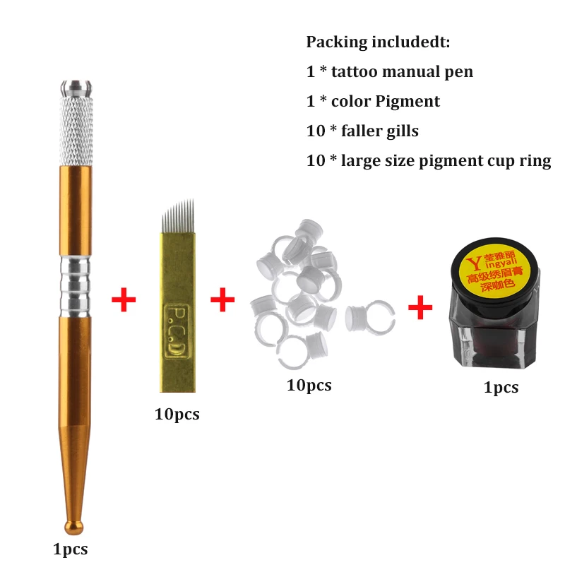 

High Quality 3D Manual Eyebrow Tattoo Pen Microblading Needle Blade Pen Pigment Practice Tattoo Pigment Ring Makeup Tattoo Tool