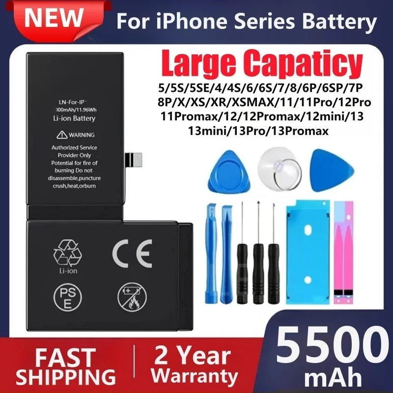 

High Quality 0 Cycles Battery For iPhone SE 5 5S 5C 6 6S 7 8 Plus X XR XS 11 Pro Max 7P For Apple iPhone7 iPhonese 6splus 14 13