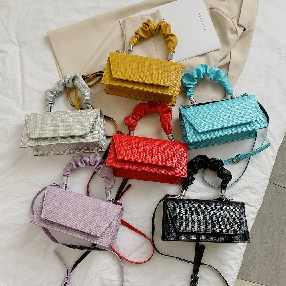 

Женская модная однотонная сумка, женские дизайнерские плиссированные сумки через плечо из искусственной кожи с откидной крышкой, Молодежн...