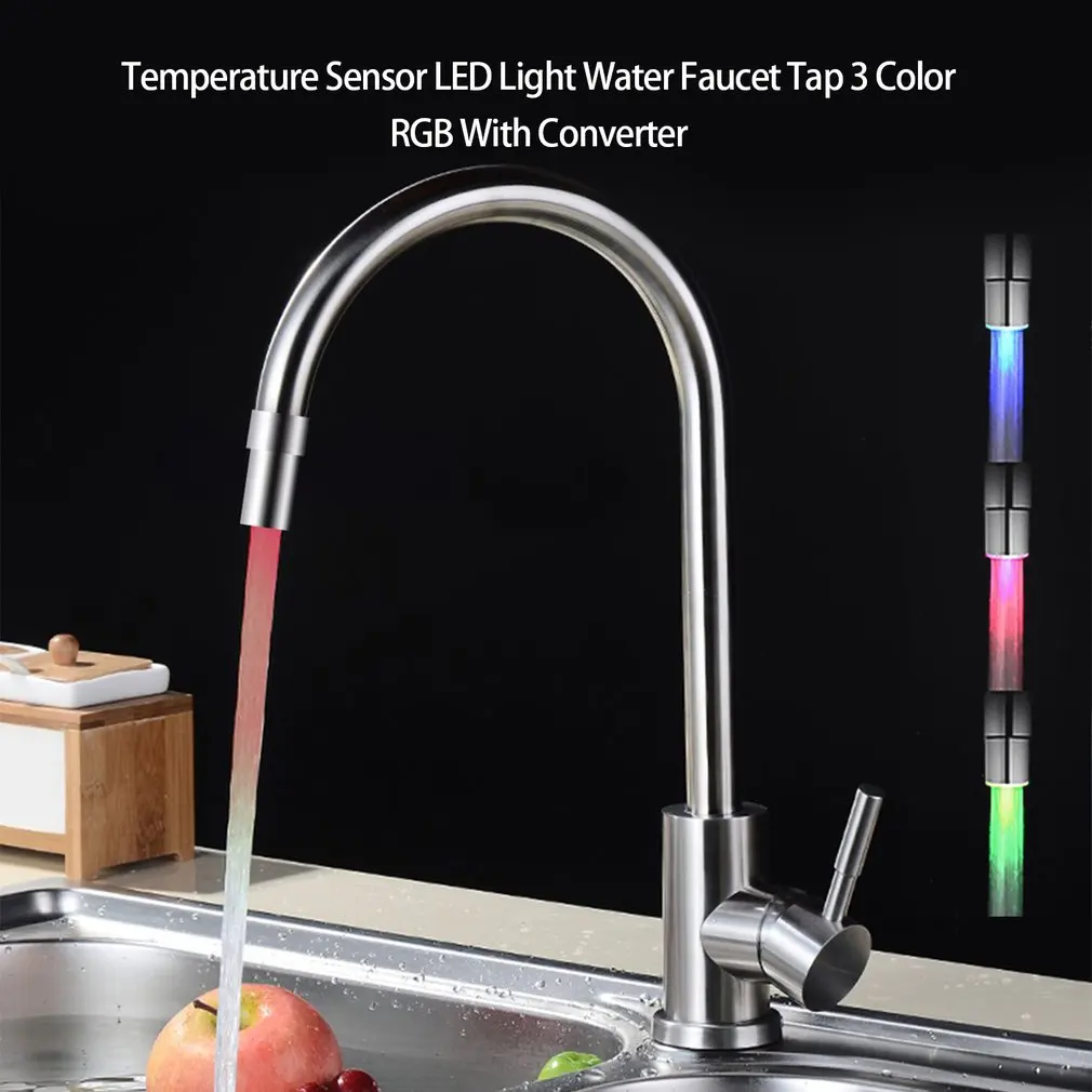 

Light-up LED Water Faucet Changing Glow Kitchen Shower Tap Water Saving Novelty Luminous Faucet Nozzle Head Bathroom Light Hot