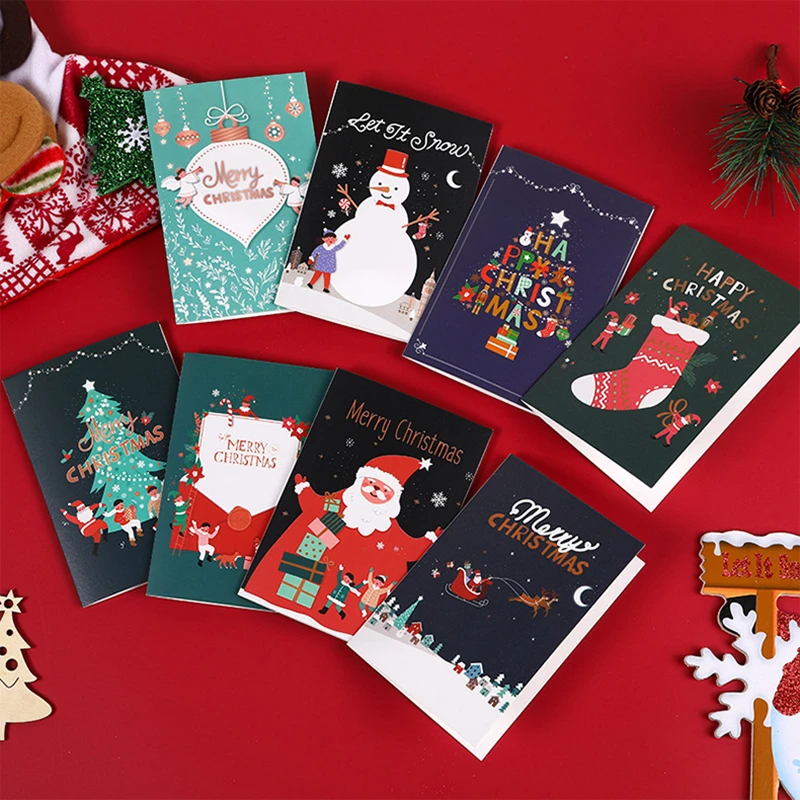 

Christmas Cards 8pcs Merry Christmas Cards with Envelopes and Stickers Happy Christmas In 8 Templates Xmas Greeting Cards To All