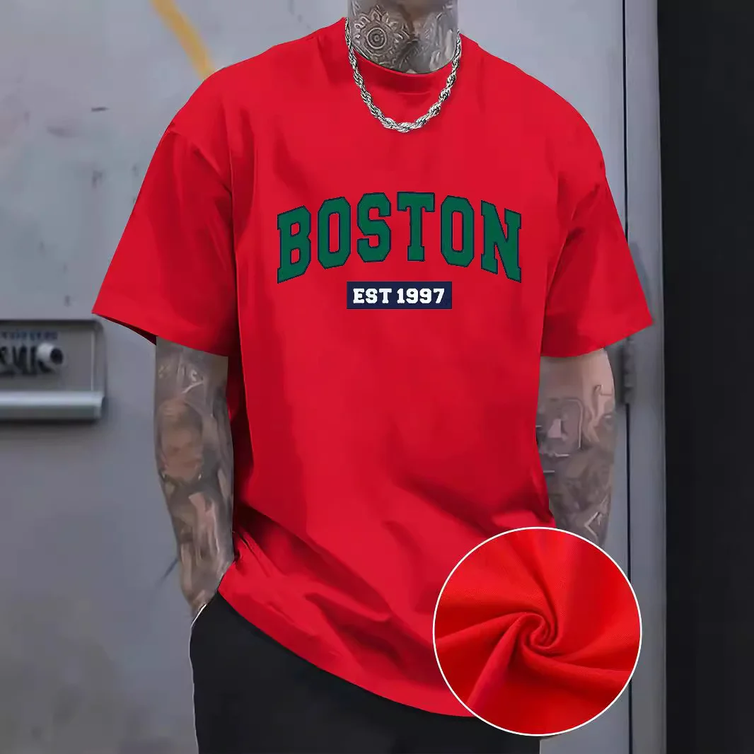 Мужская хлопковая футболка с коротким рукавом свободного покроя