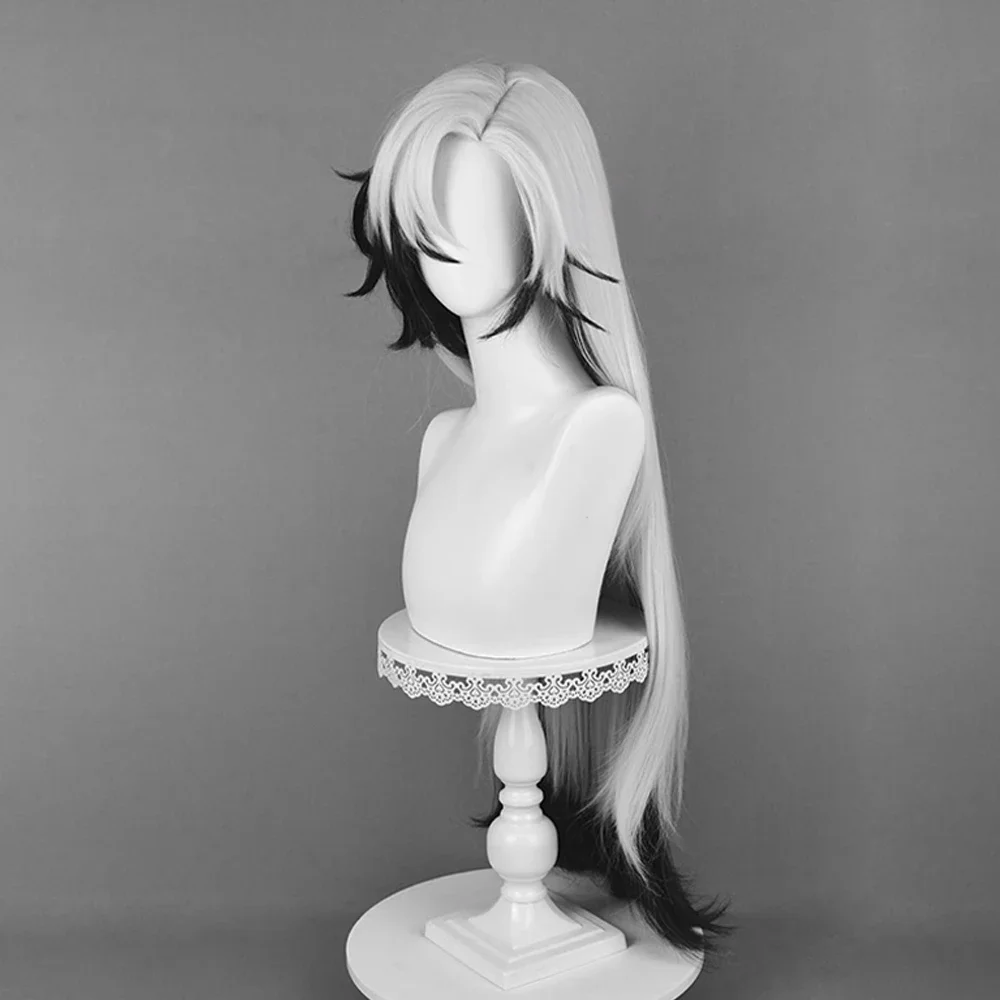 Парик Honkai Star Rail Boothill синтетический длинный прямой парик с омбре серый белый