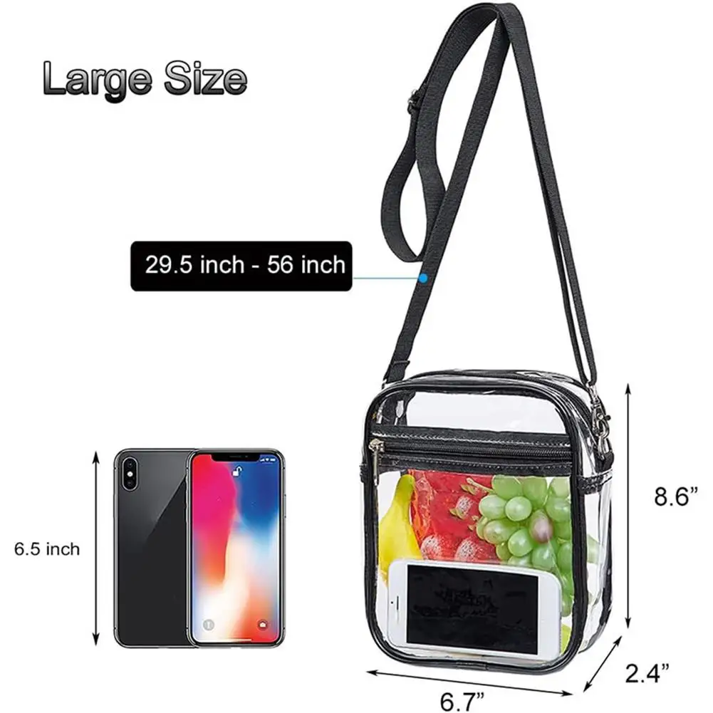 Clear Sling Crossbody Bag Portable Waterproof Purse Bag For Concerts Sports Events Festivals Prom Party