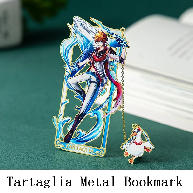 

Новая игра 2022, клетчатая тартаглия Genshin Impact, металлическая Закладка, аниме оригинальные охватывающие веера, памятный подарок для студента