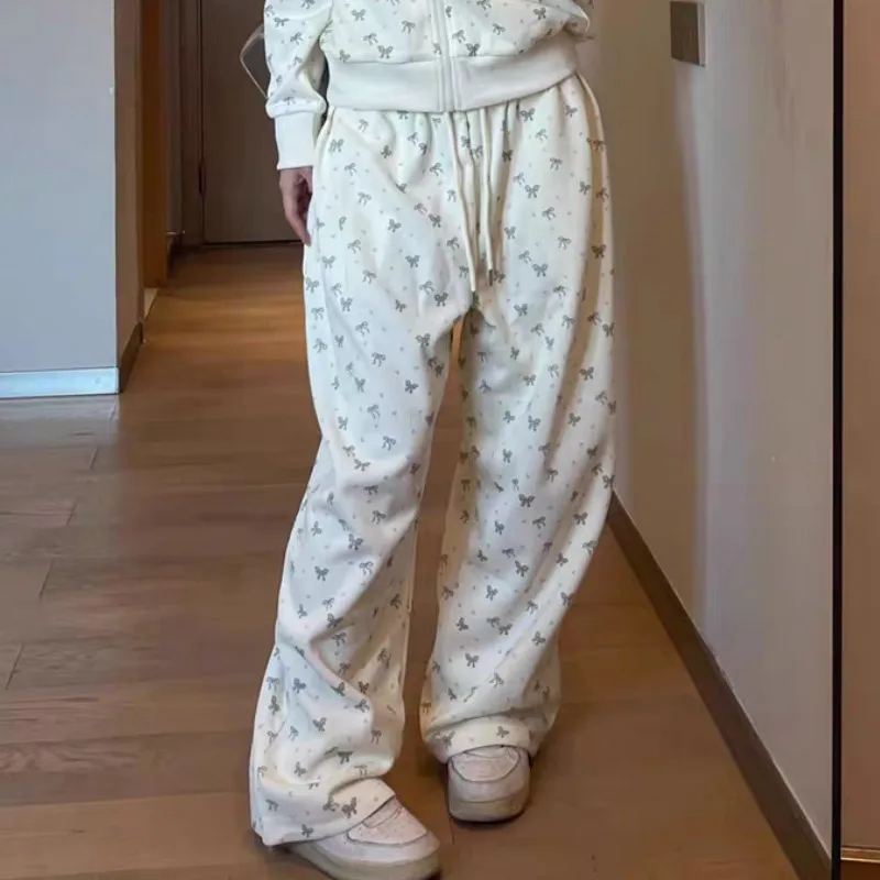 Deeptown Y2k Брюки большого размера с бантом в американском стиле Повседневные