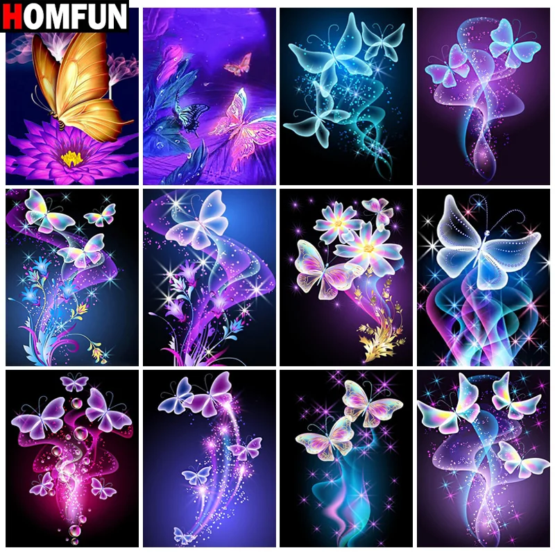 

HOMFUN Diy Full Square Round Drill 5D Diamond Painting Cross Stitch Diamond Embroidery "Cartoon Butterfly" Home Decor Gift