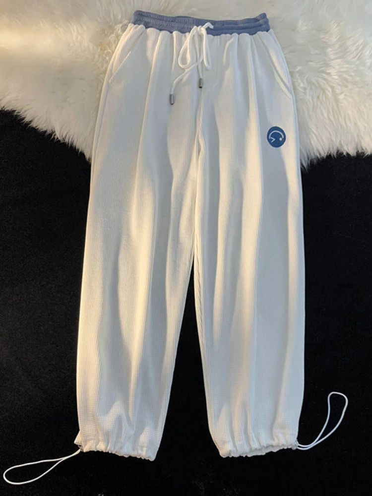 

Preppy Sweatpants Hong Kong Style All-match Casual Pants Boys Girls Spring Korean Corduroy Sports Pants Loose Wide-leg Trousers