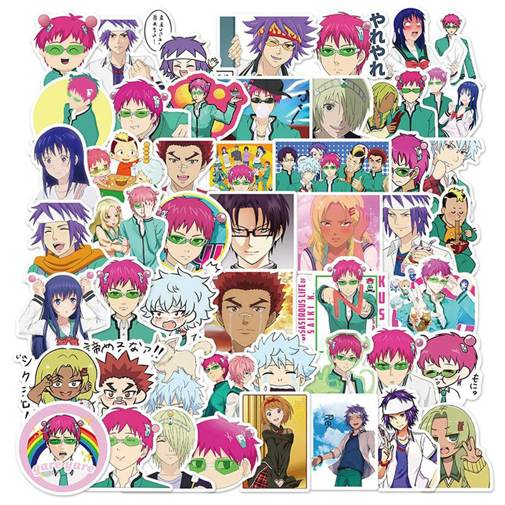 

10/30/50PCS New Saiki Kusuo Sticker Pack Cartoon Creative Anime iPad Computer CarGuitar Notebook Decoration Waterproof Wholesale