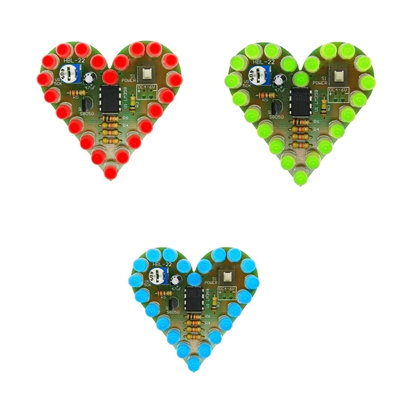 

Heart Shape Breathing Lamp Kit for Learning Electronics with Battery Holder