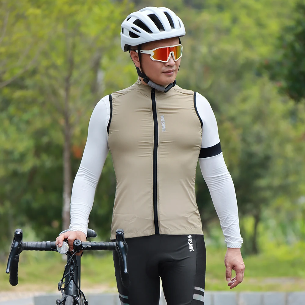 

WOSAWE Men's Lightweight Cycling Vest Training Vest Breathable Wind Vest Reflective Windproof Sleeveless Jacket Running Riding